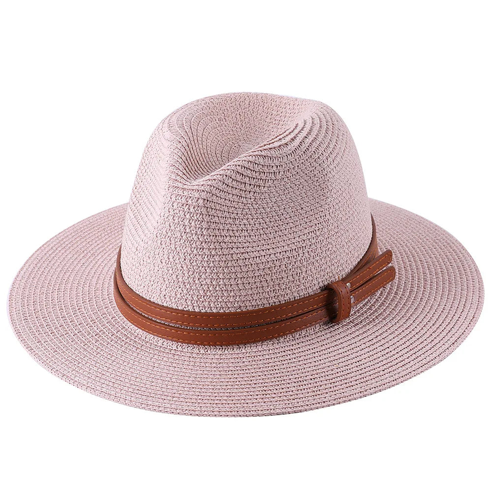56-58-59-60CM nouveau chapeau de paille de forme souple Panama naturel été femmes/hommes casquette de soleil de plage à large bord Protection UV chapeau Fedora