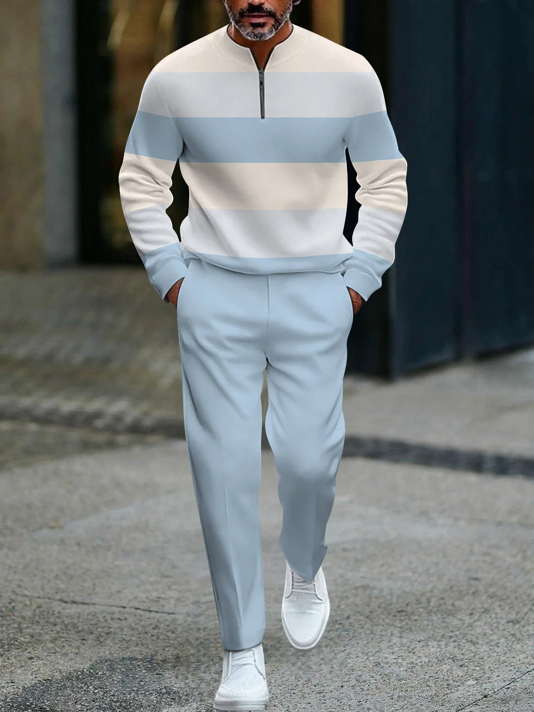 Ensemble pantalon Long à manches longues pour hommes, demi-fermeture éclair imprimée en 3D, fermeture à glissière, ajustement confortable, tenue décontractée à la mode, nouvelle collection 2025