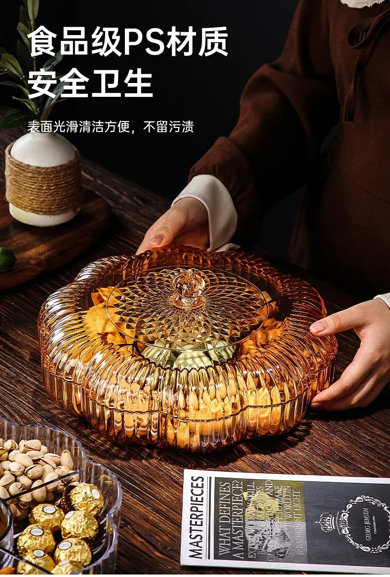 Boîte à snacks transparente multicouche, anti-poussière, acrylique, fruits secs, boîte de rangement pour bonbons et noix, salon moderne, conteneur solaire