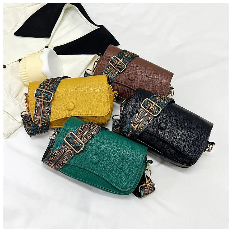 Sacs à bandoulière confortables à large sangle en cuir PU, sac à bandoulière à rabat décontracté pour femmes pour cadeaux, petits sacs à main et bourses de créateurs