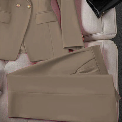 Décontracté à manches longues Blazer pantalon ensembles costumes pour femme 2025 mode 2 pièces ensemble pour femmes bureau dame manteaux vestes