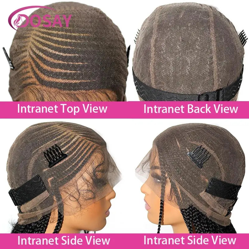 Perruques tressées en boîte Cornrow 36 pouces, perruque synthétique Blonde 613 pour femmes, perruque Lace Front Wig tressée avec raie latérale de haute qualité, perruque Faux Locs