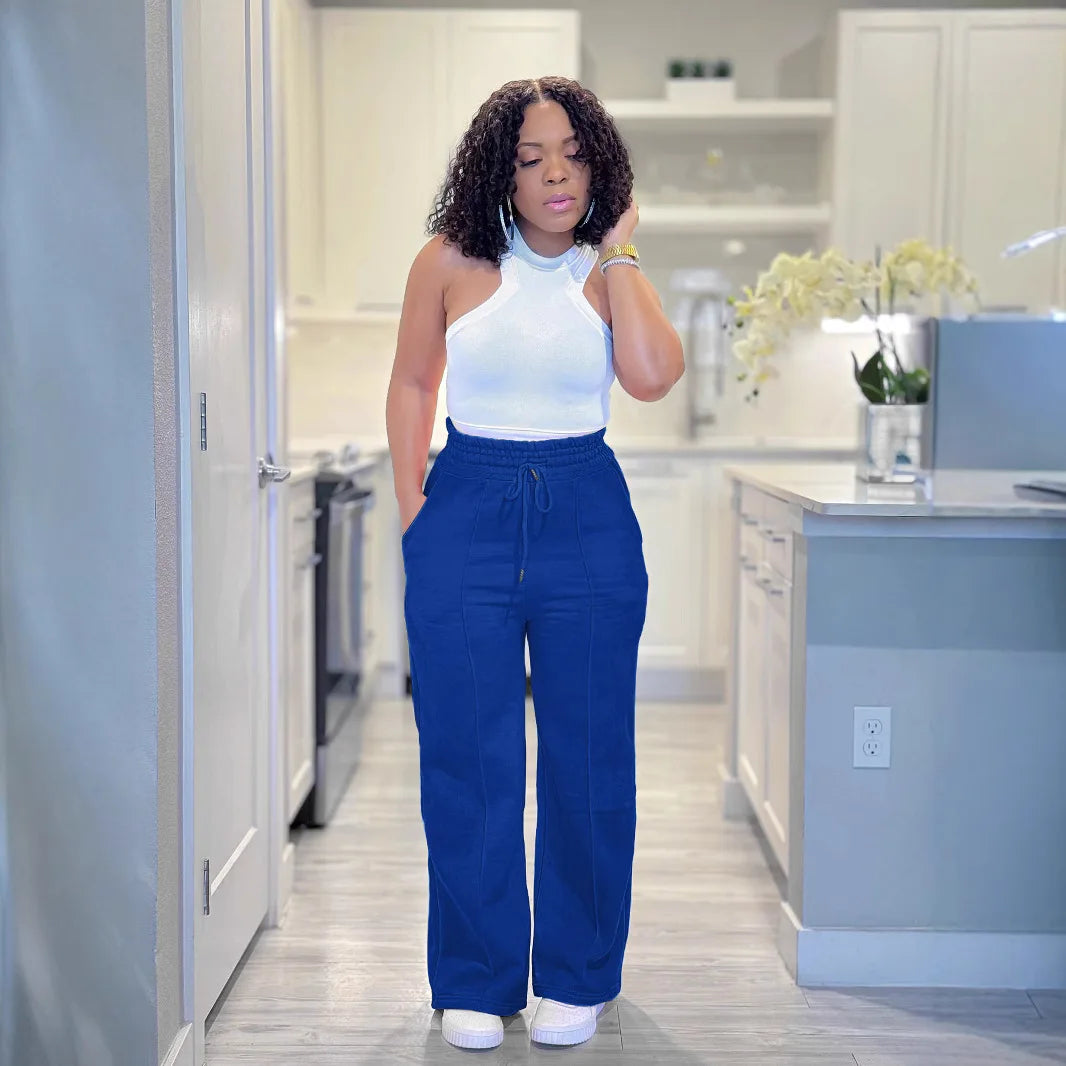 Pantalon femmes pantalons de survêtement pantalons longs cordon taille haute pantalon droit Y2k Streetwear épissure Capris décontracté survêtement 2025 Capris