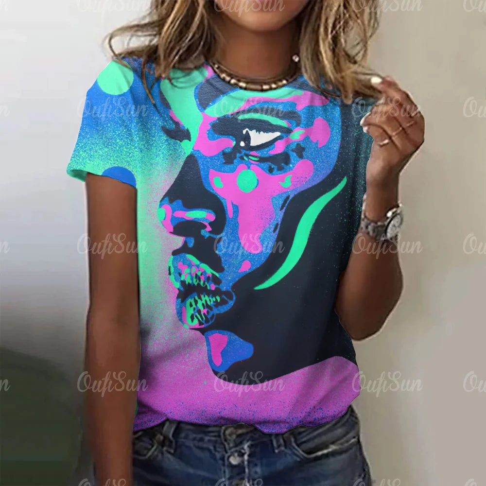 T-shirt manches courtes col rond femme, vintage, décontracté, impression drôle, été, élégant, respirant, Y2k