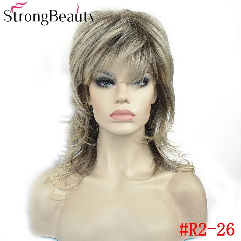 Perruque synthétique ondulée mi-longue pour femmes, cheveux naturels, sans capuchon