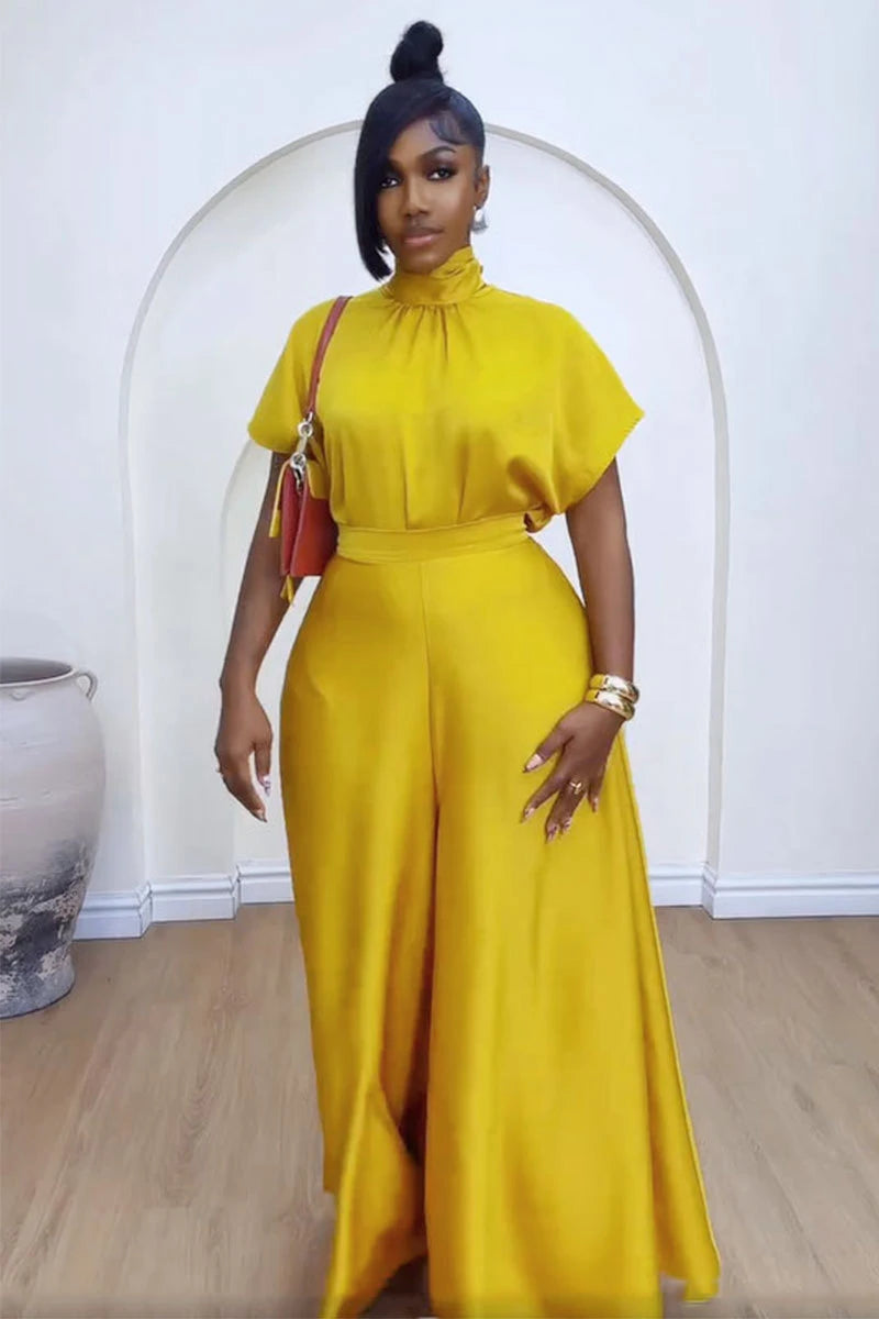 Haut à lacets en satin doux et pantalon à jambes larges pour femmes, ensemble assressenti, tenue, mode africaine, nouveau, 2 pièces, 2024