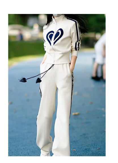 Printemps automne femmes survêtement de sport col montant fermeture éclair sweats + pantalons 2 pièces costumes dames tenues de mode vêtements de sport amples