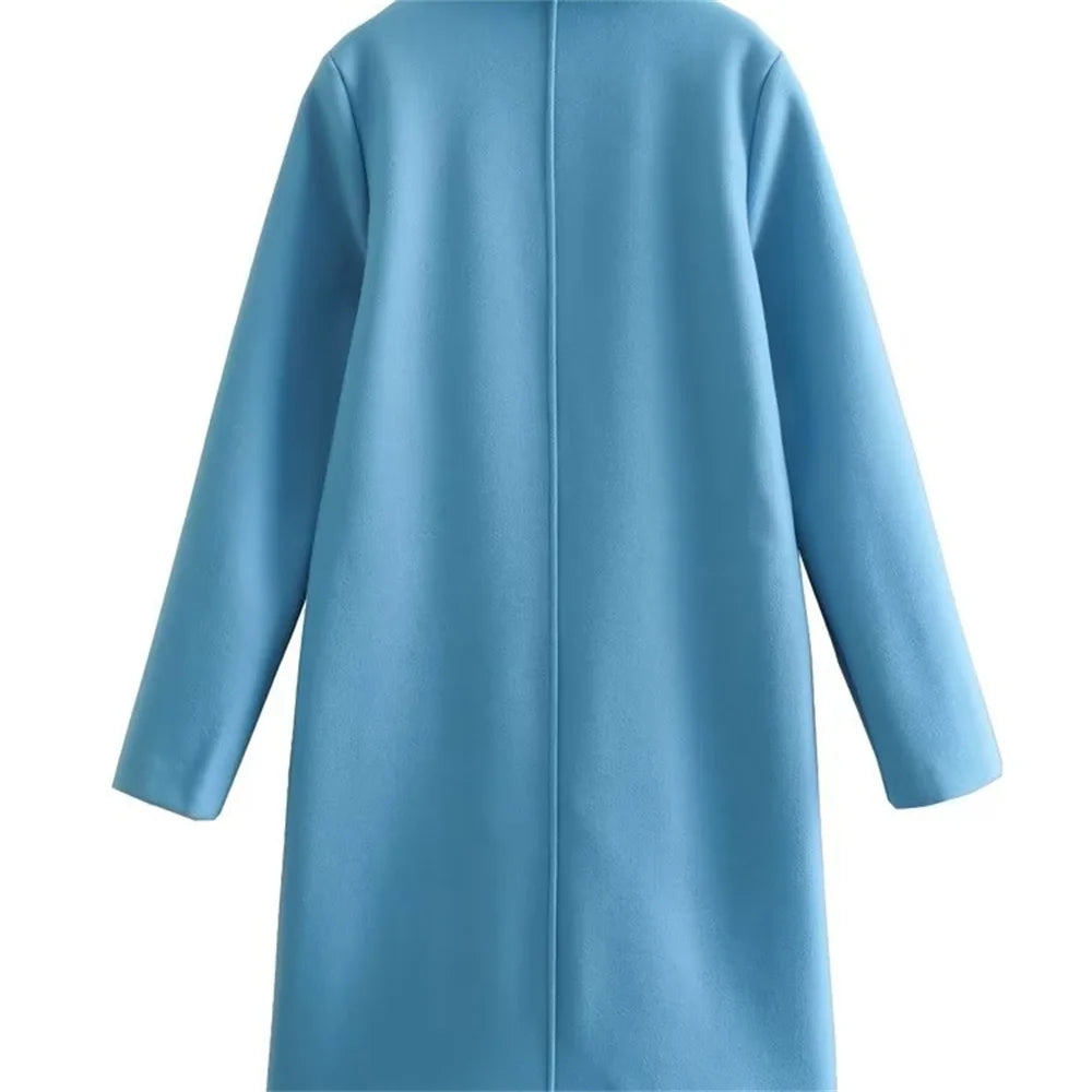 UNIZERA2023-Manteau mi-long pour femme, col trempé, col rabattable, manteau Open Smile, polyvalent, nouveau, automne et hiver