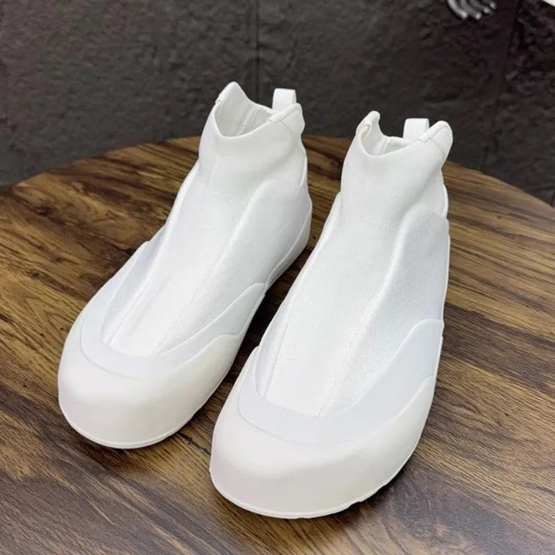 Hommes printemps mode extérieur chaussures de marche respirant confortable loisirs bout rond couleur unie sans lacet hommes chaussures en tissu décontracté