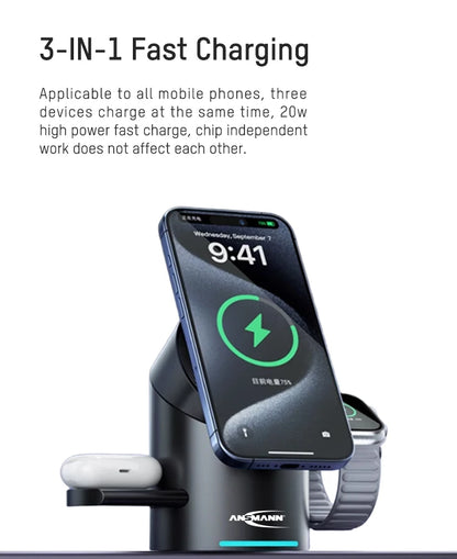 Station de recharge multifonctionnelle magnétique pour mobiles, écouteurs, montres