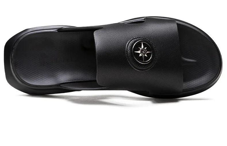 Luxury Men's Genuine Leather Sandals Classic Roman Men Shoes Slippers Soft Comfortable Men Non-slip Walking Slippers Footwea