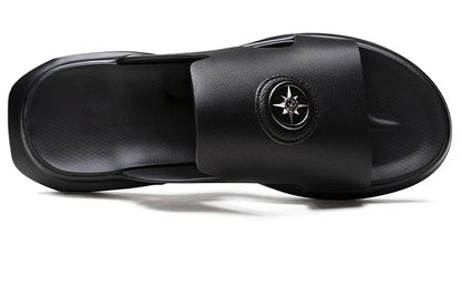 Luxury Men's Genuine Leather Sandals Classic Roman Men Shoes Slippers Soft Comfortable Men Non-slip Walking Slippers Footwea