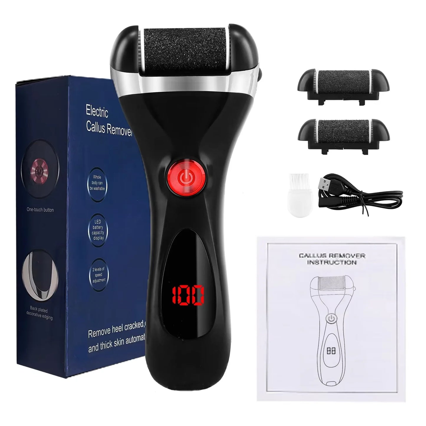 Broyeur électrique de lime pour les pieds, dissolvant de callosités de peau sèche et morte, outil de pédicure pour pieds rechargeables, outils de soins des pieds pour nettoyer les fissures dures 01