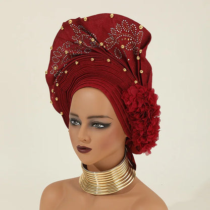 Turban africain nigérian, Bonnet Hijab Auto Gele, couvre-chef déjà fabriqué Sego Gele, bandeau pour fête de mariage
