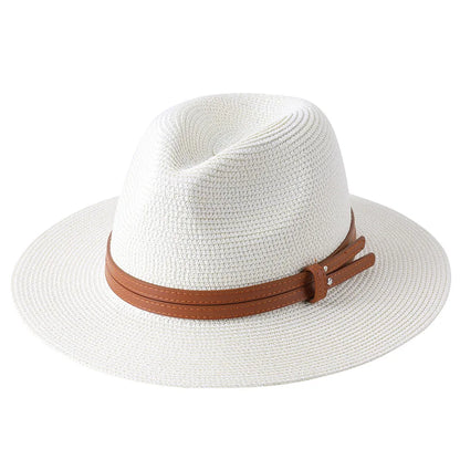 56-58-59-60CM nouveau chapeau de paille de forme souple Panama naturel été femmes/hommes casquette de soleil de plage à large bord Protection UV chapeau Fedora