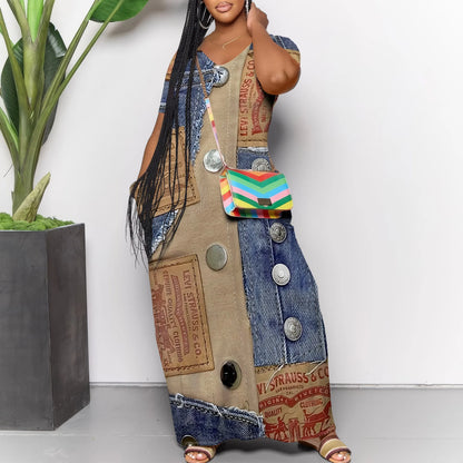 Robe longue décontractée pour femmes, tenue de plage à bretelles, avec poches, été