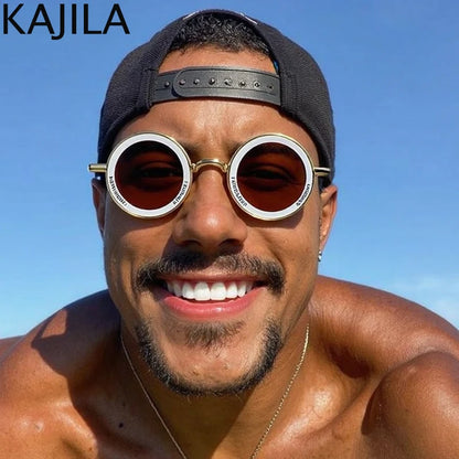 Lunettes de soleil rondes Steampunk à petite monture pour hommes, marque de luxe rétro Punk, lunettes de conduite classiques, UV400, 2025
