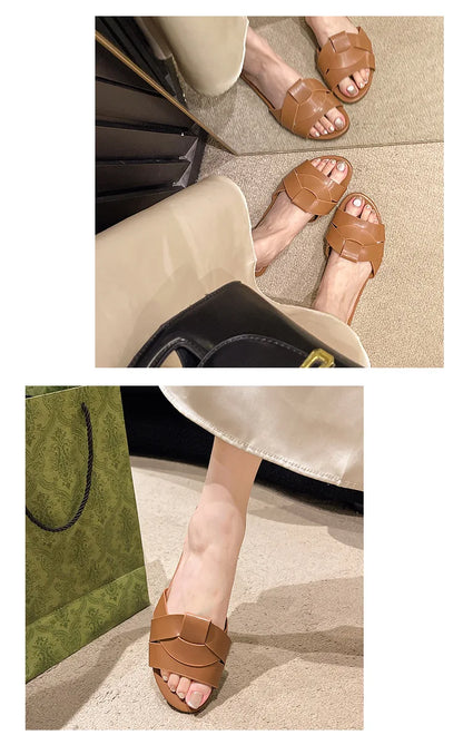 Offre spéciale femmes pantoufles à talons bas pantoufles confortables Sexy croix Peep orteil chaussures de luxe en plein air plage femmes respirabilité chaussures