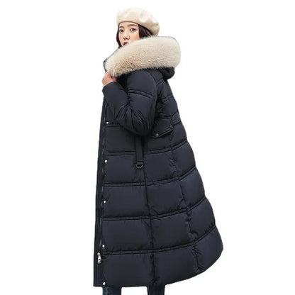 Veste longue rembourrée en coton pour femme, au-dessus du genou, marée vers le bas, hiver, nouveau