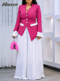 Mlaiscsr manches évasées bouton Blazer chemise hauts et pantalons à jambes larges plissés 2 deux pièces ensembles femmes élégant bureau dames tenues