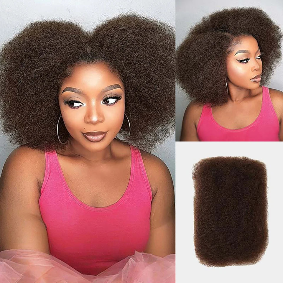 Extensions de cheveux humains afro crépus élégants en vrac noir naturel/marron/gris-léger pour tresser, coiffer et usage quotidien