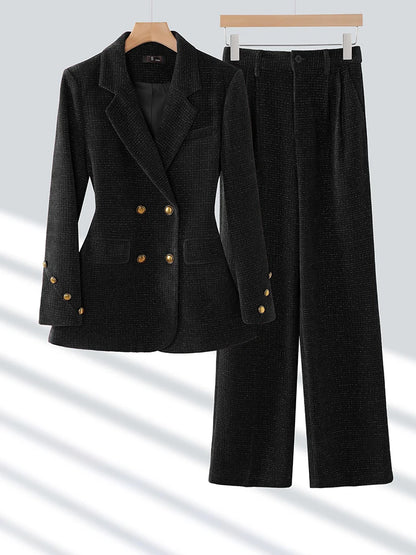 Hiver rose café noir bureau dames pantalon costume femmes femme affaires vêtements de travail veste Blazer et pantalon formel 2 pièces ensemble