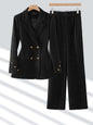 Hiver rose café noir bureau dames pantalon costume femmes femme affaires vêtements de travail veste Blazer et pantalon formel 2 pièces ensemble