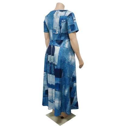 Robe décontractée à manches courtes pour femmes, tenue de bureau, mode printemps-été, ample, imprimée, à lacets, 2024