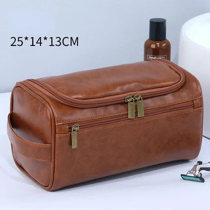 Trousse de toilette en cuir pour hommes et femmes, Kit Dopp, trousse de toilette suspendue pour hommes, trousse de toilette de voyage pour voyager, grand sac à cosmétiques pour T