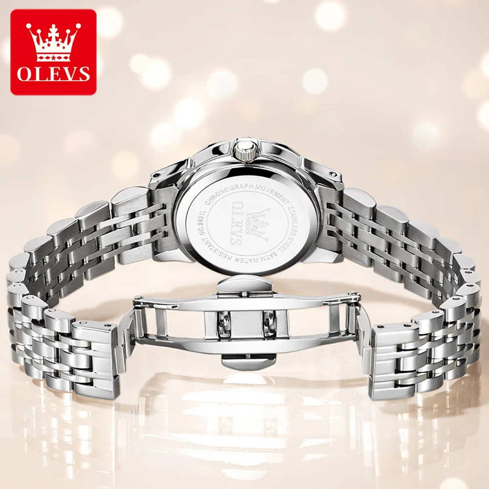 OLEVS – montre à Quartz pour femmes, élégante, mode, marque de luxe, originale, étanche, acier inoxydable, Date lumineuse
