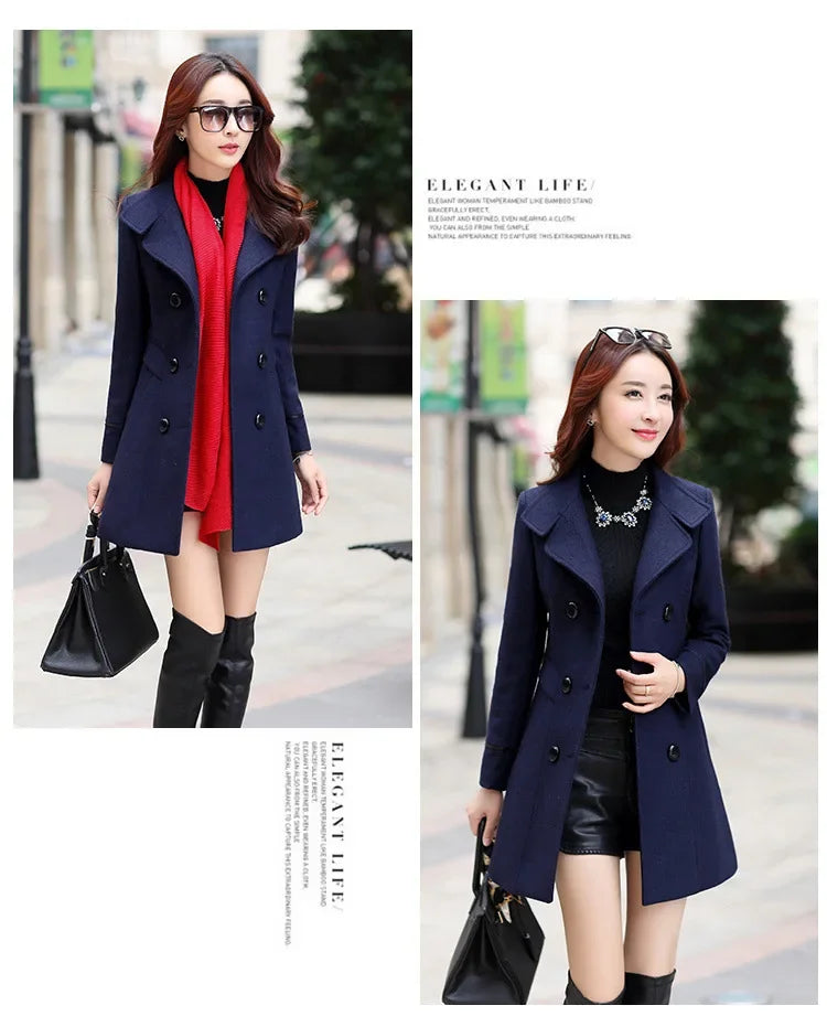 Veste en laine de style coréen pour femme, pardessus en nylon mi-long, double bouton de nucléo, 30 ans, 40 ans, 50 ans, automne, hiver, nouveau, 2023