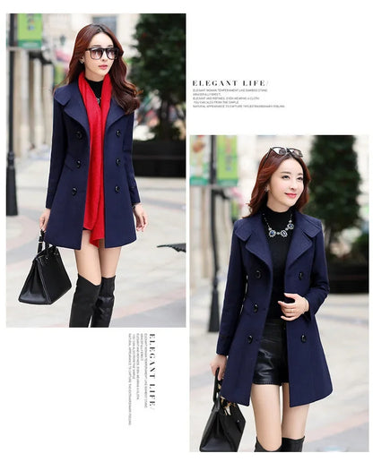 Veste en laine de style coréen pour femme, pardessus en nylon mi-long, double bouton de nucléo, 30 ans, 40 ans, 50 ans, automne, hiver, nouveau, 2023