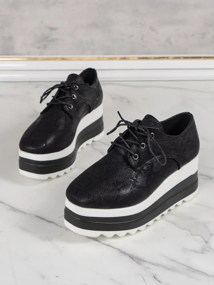 Chaussures à plateforme à talons compensés pour femmes, chaussures d'extérieur décontractées à lacets, baskets confortables à talons hauts, semelle optique de rencontre basse