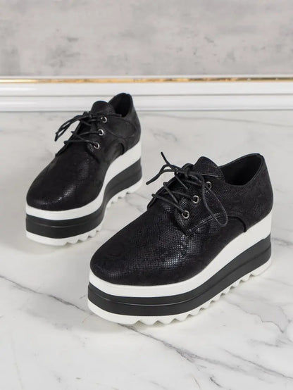 Chaussures à plateforme à talons compensés pour femmes, chaussures d'extérieur décontractées à lacets, baskets confortables à talons hauts, semelle optique de rencontre basse