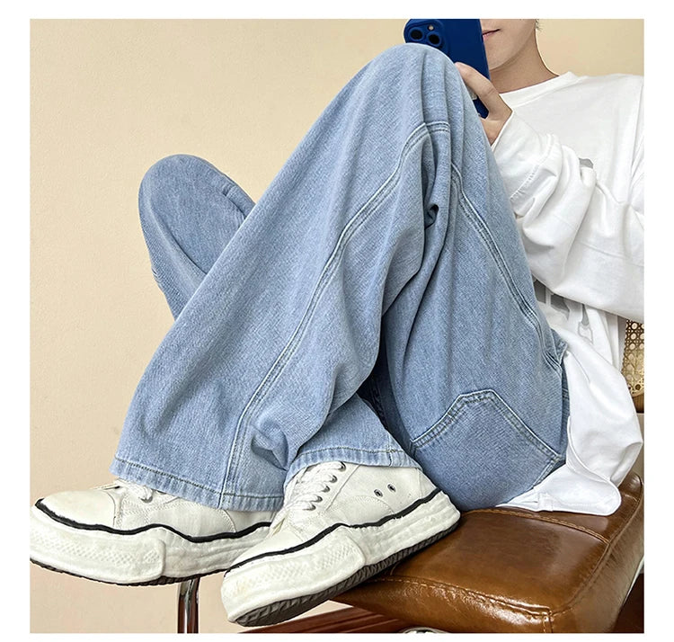 LAPPSTER-Jean baggy en denim pour homme et femme, pantalon droit, vintage, décontracté, hip hop, sarouel, collection 2023