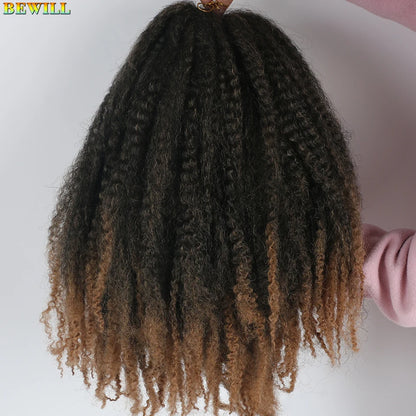 1 - 6 paquets de cheveux en crochet de twists Marley de 18 pouces, de noir et brun à blond, cheveux de tresse ombré Afro Marley synthétique, pour les tresses de mèches fausses