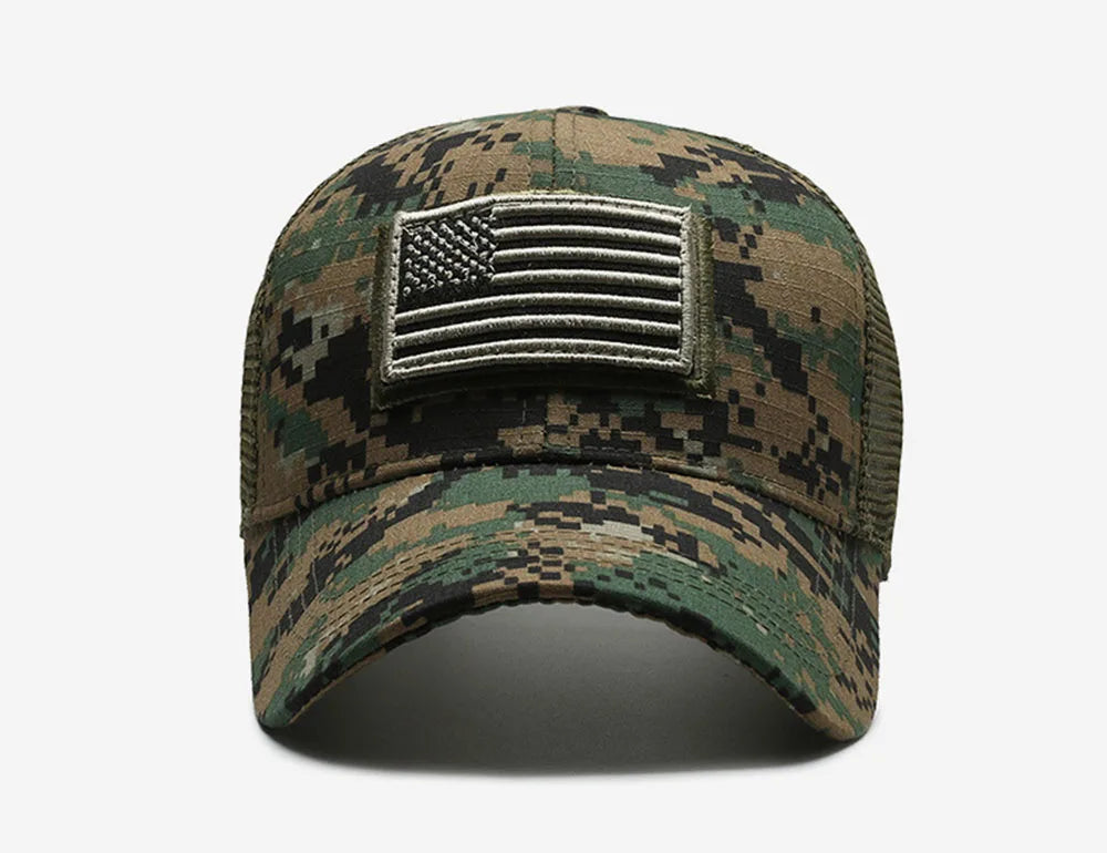 Casquette de Baseball Camouflage drapeau américain pour hommes, tactique respirante en plein air, chapeau à visière d'alpinisme réglable et élégant