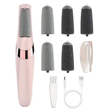 Nouveau dans USB électrique peau morte pédicure automatique pied broyeur rouleau Rechargeable pieds pédicure outil avec têtes de rouleau amovibles