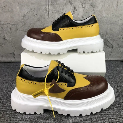 Chaussures Brogue Multi-documents en Cuir group pour Homme, Souliers à Grande Tête, Style Britannique, Décontracté, Rehausseur, Alicante zones me