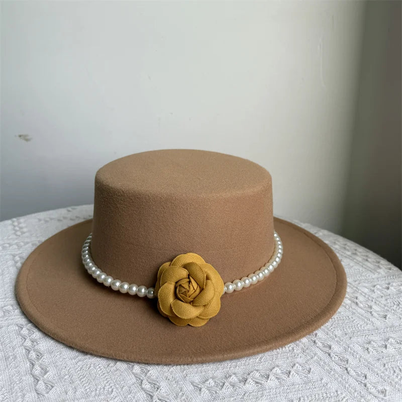 Chapeau Fedora de Style français pour femmes, chapeau en feutre à bord large de 10CM, Derby d'hiver et d'automne, chapeaux de Jazz de mariage