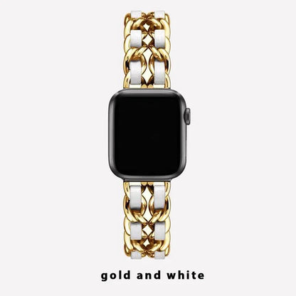 Bracelet en métal pour femmes, pour Apple Watch Band 10 9 8 Ultra 46mm 42mm 49mm 7 SE 6 5 41mm 45mm 44/40mm, Bracelet en acier doré pour dames