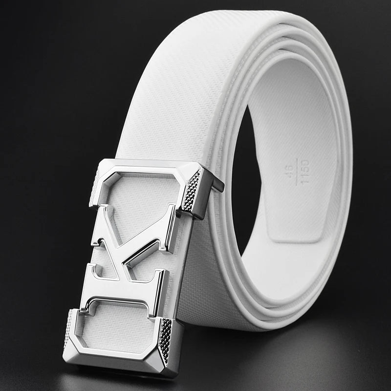 Haute qualité blanc ceinture garçon créateur de mode décontracté Coskin cuir métal boucle ceinture K lettre hommes ceinture