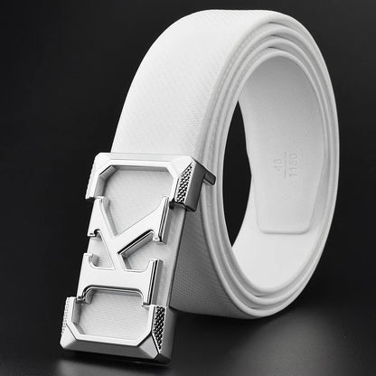Haute qualité blanc ceinture garçon créateur de mode décontracté Coskin cuir métal boucle ceinture K lettre hommes ceinture
