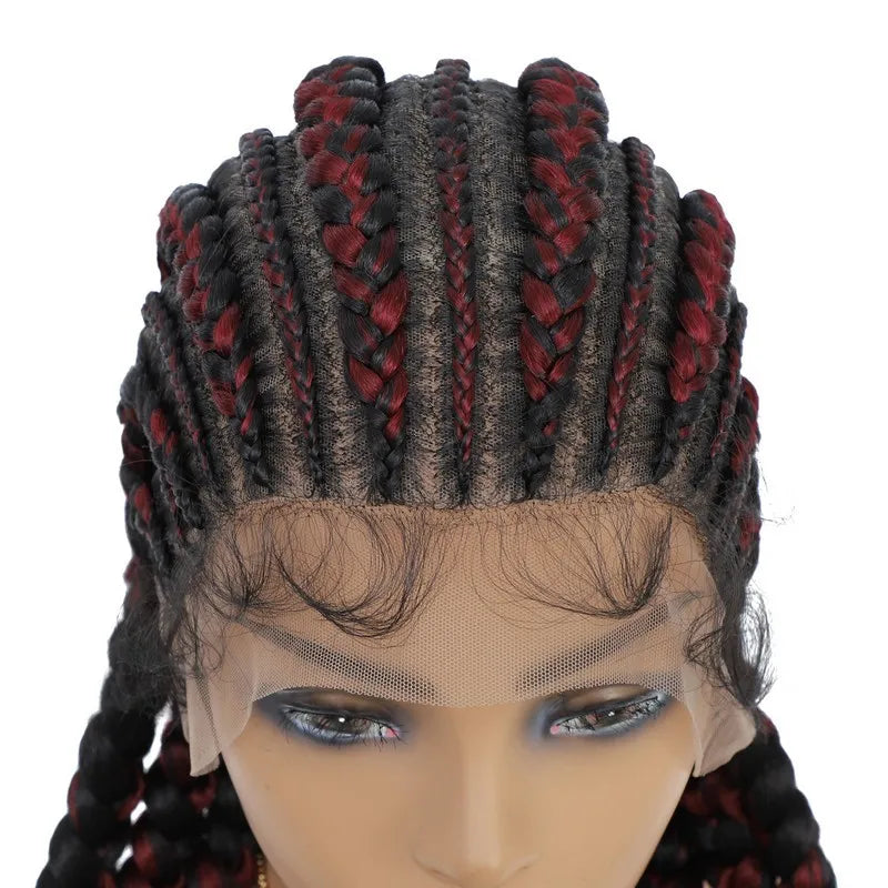 Incoo-Perruque synthétique tressée pour femmes noires, 36 pouces, sans nœud, boîte, Cornrow, cheveux africains
