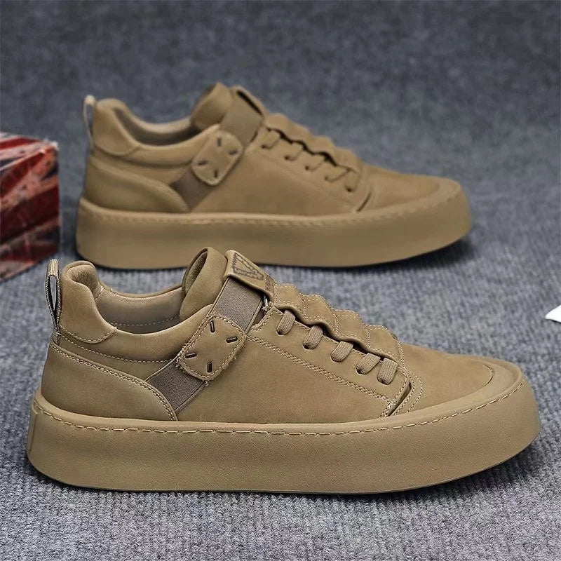 Printemps automne chaussures hommes augmenté mode cuir chaussures décontractées conseil chaussures de haute qualité en plein air grosses baskets Style britannique