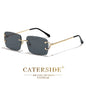 CATERSIDE lunettes de soleil carrées sans monture hommes Cupronickel mode Punk dégradé lunettes de soleil Vintage à la mode petite monture lunettes UV400