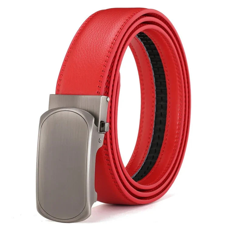 Hommes couleur rouge 3.5 cm largeur bracelet en cuir de vache haute qualité boucle automatique ceintures pour hommes marque de luxe concepteur ceintures homme B995