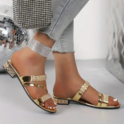 Summer Women Slippers Square Head Snake Pattern Shoes New Flat Bottom Slippers Women Transparent Belt Sandals Slides Women