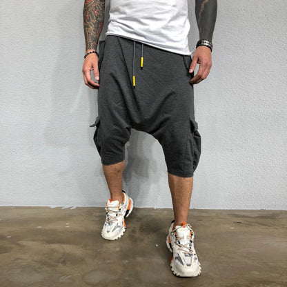 Pantalon de survêtement décontracté pour hommes, tendance Hip Hop en Europe et en amérique, ample, solide, sport de rue, Harlan, court, vêtements pour hommes