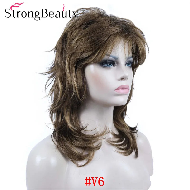 Perruque synthétique ondulée mi-longue pour femmes, cheveux naturels, sans capuchon